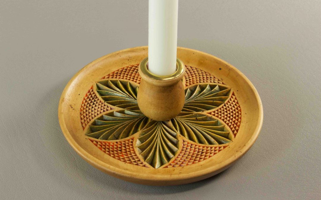 Candle Plate, Fall pattern, antique finish